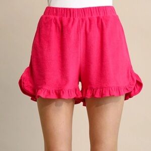 223 ❤️GiGio Loop Terry and Ruffled Hem Shorts with Slant Pockets
